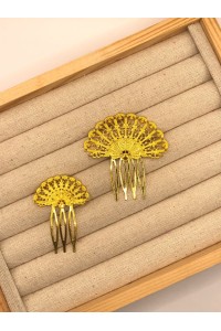 Peinecillo ABANICO grande dorado calado