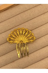 Peinecillo ABANICO grande dorado calado