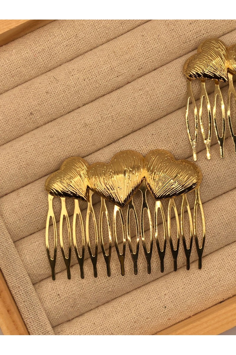 Peinecillo 3 CORAZONES dorado