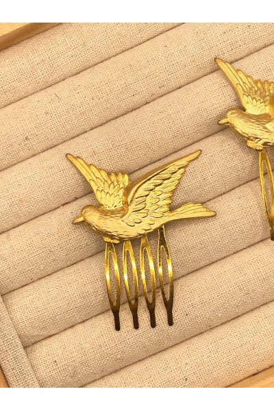 Peinecillo PAJARO dorado mate