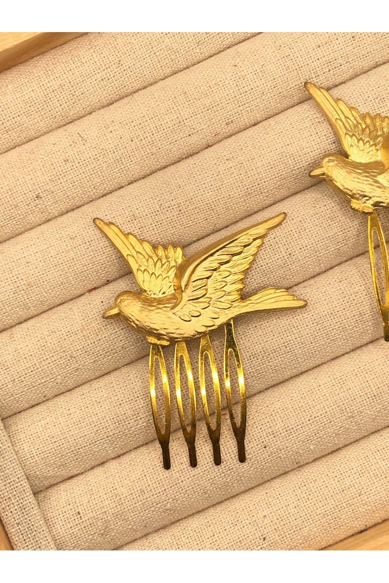 Peinecillo PAJARO dorado mate