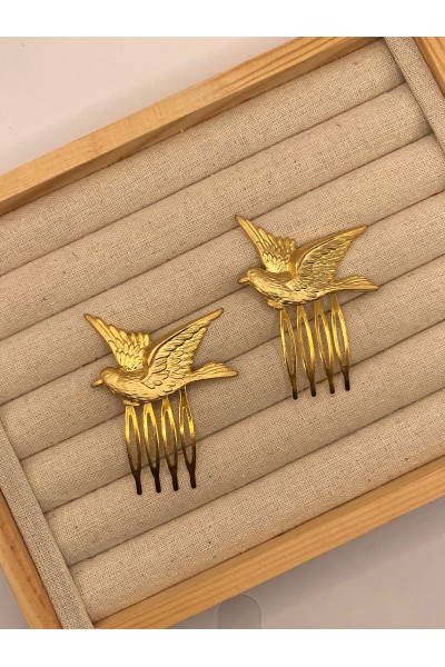 Peinecillo PAJARO dorado mate