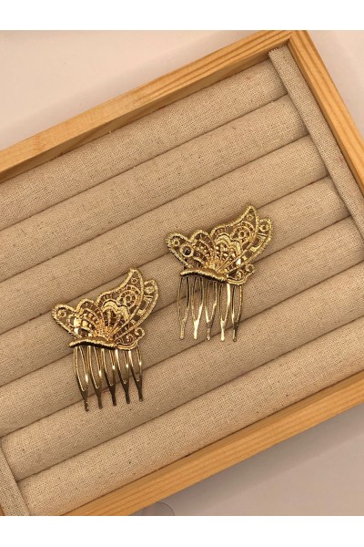 Peinecillo MARIPOSA calada dorada