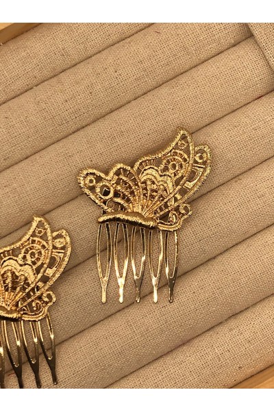 Peinecillo MARIPOSA calada dorada