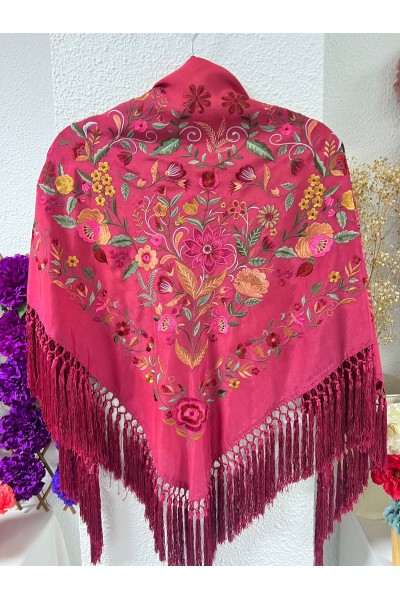 Mantoncillo PUREZA fresón, seda, flecado borlón