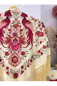 Mantoncillo HERENCIA vainilla, seda, flecado borlón