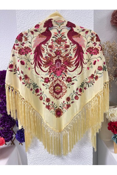 Mantoncillo HERENCIA vainilla, seda, flecado borlón