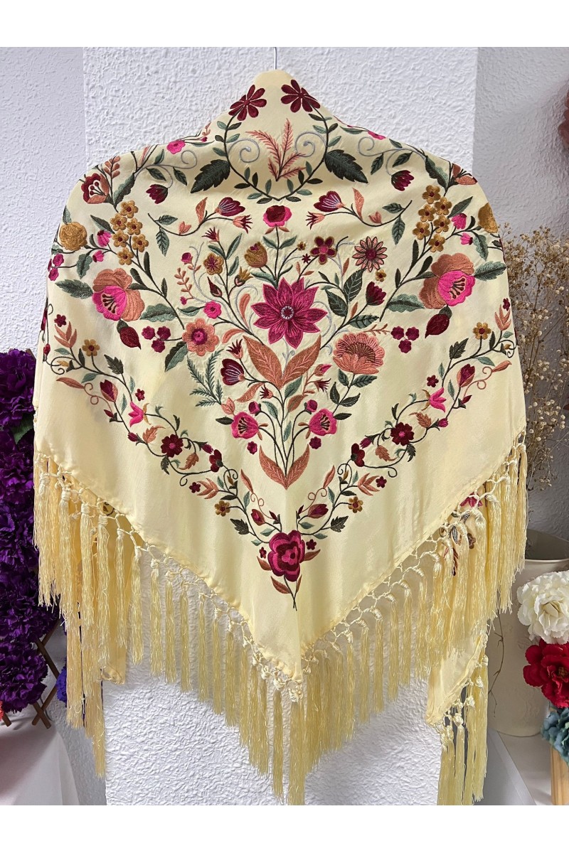 Mantoncillo PUREZA vainilla, seda, flecado borlón