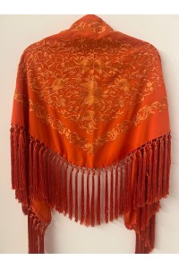 Mantoncillo de flamenca ANDALUCÍA tono caldera al tono con borlones