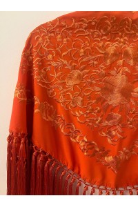 Mantoncillo de flamenca ANDALUCÍA tono caldera al tono con borlones