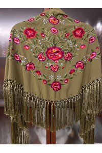 Mantoncillo de flamenca PEONITA verde seco caqui