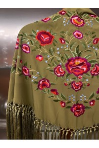 Mantoncillo de flamenca PEONITA verde seco caqui