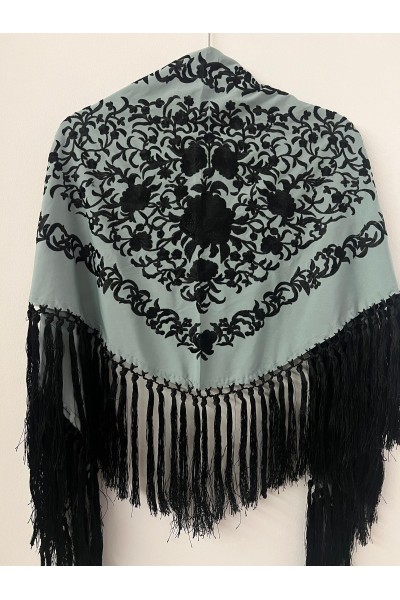 Mantoncillo de flamenca ANDALUCÍA bicolor verde jabonoso/negro