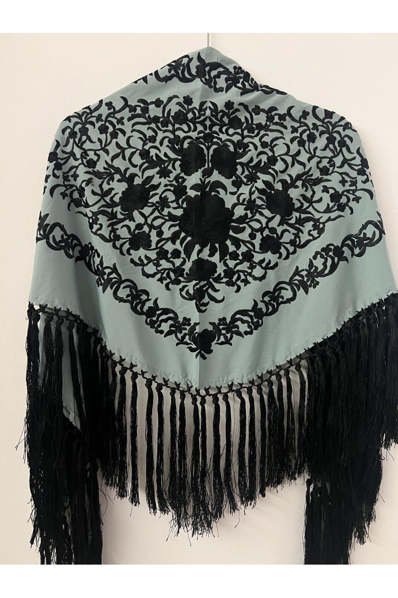 Mantoncillo de flamenca ANDALUCÍA bicolor verde jabonoso/negro