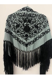 Mantoncillo de flamenca ANDALUCÍA bicolor verde jabonoso/negro