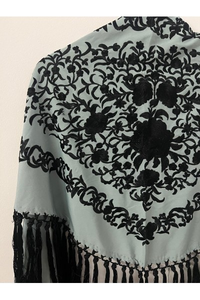 Mantoncillo de flamenca ANDALUCÍA bicolor verde jabonoso/negro