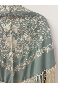 Mantoncillo de flamenca ANDALUCÍA bicolor verde jabonoso/blanco