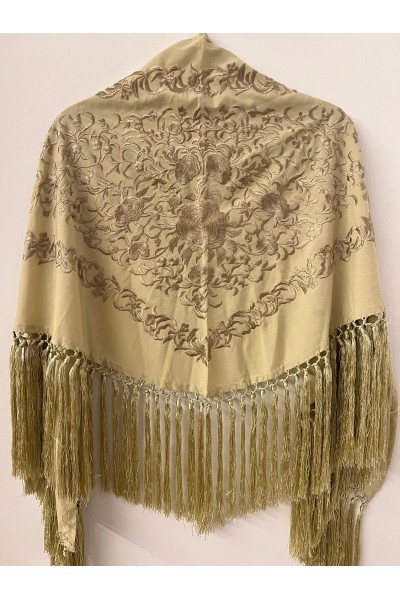 Mantoncillo de flamenca ANDALUCÍA piedra topo al tono, borlones