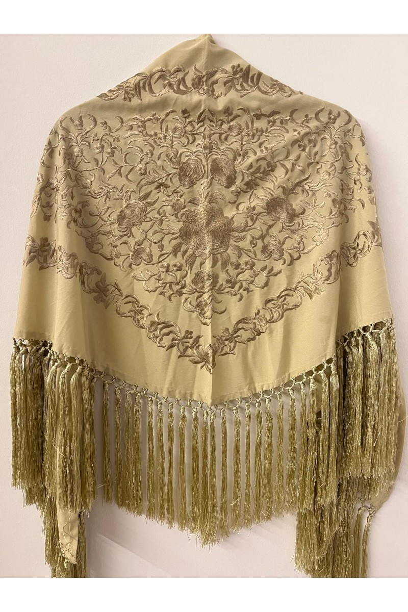 Mantoncillo de flamenca ANDALUCÍA piedra topo al tono, borlones