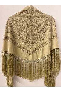 Mantoncillo de flamenca ANDALUCÍA piedra topo al tono, borlones