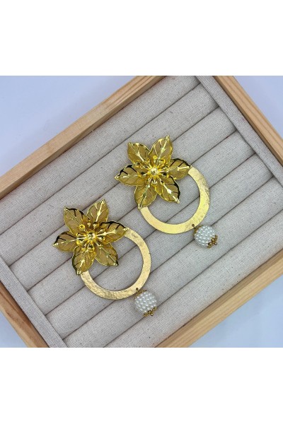 Pendientes ORQUIDEA DE PERLAS dorados