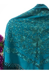 Mantoncillo de flamenca ANDALUCÍA azul petróleo al tono