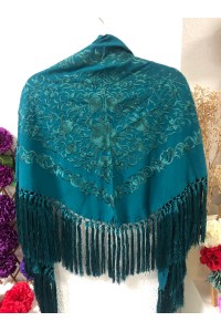 Mantoncillo de flamenca ANDALUCÍA azul petróleo al tono