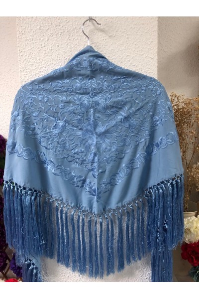 Mantoncillo de flamenca ANDALUCÍA azul celeste al tono