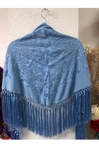 Mantoncillo de flamenca ANDALUCÍA azul celeste al tono
