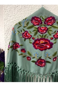 Mantoncillo de flamenca de niña PEONITA verde jabonoso