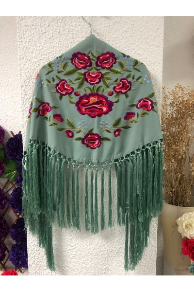 Mantoncillo de flamenca de niña PEONITA verde jabonoso