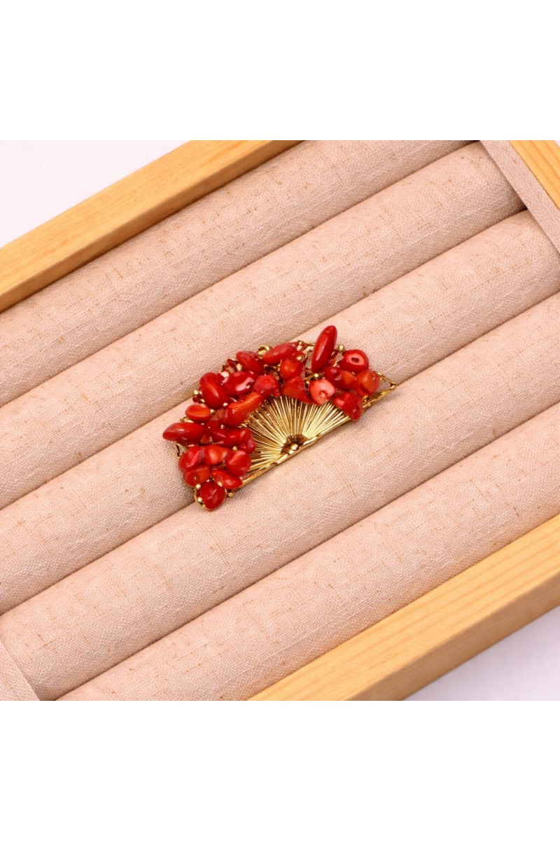 Broche dorado ABANICO CORAL