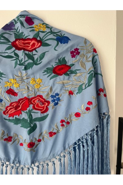 Mantoncillo de flamenca ALEGRÍA azul celeste