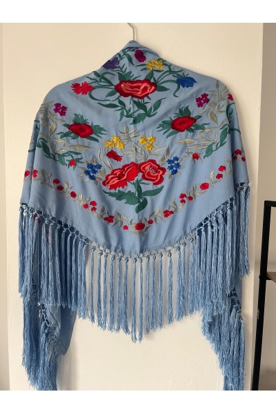 Mantoncillo de flamenca ALEGRÍA azul celeste
