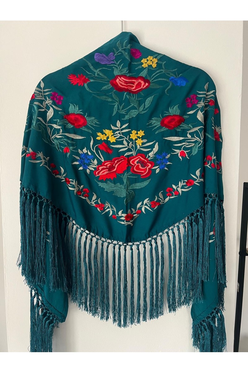 Mantoncillo de flamenca ALEGRÍA azul petróleo