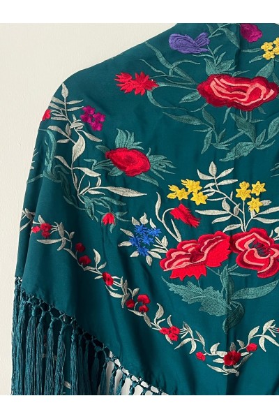 Mantoncillo de flamenca ALEGRÍA azul petróleo