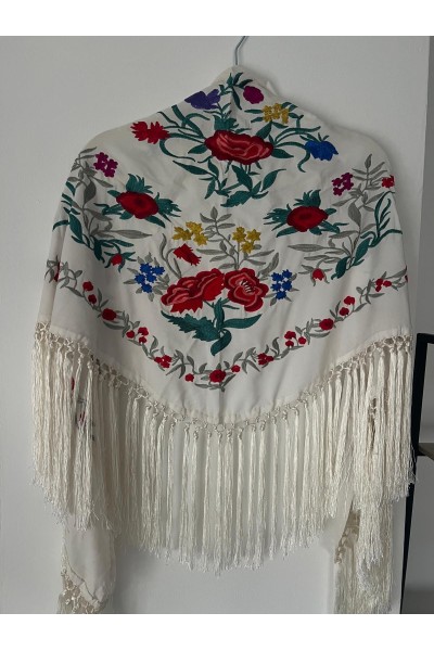 Mantoncillo de flamenca ALEGRÍA blanco