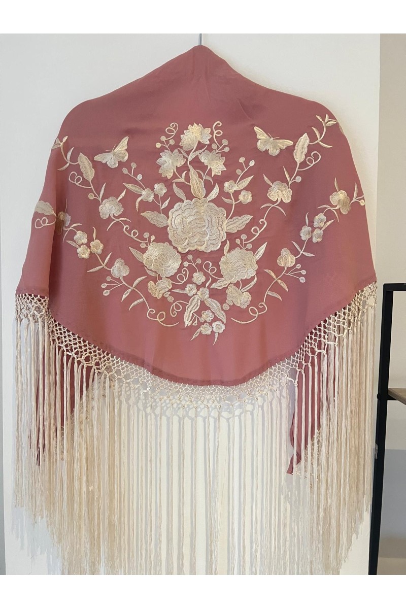 Mantoncillo de flamenca SANTANA maquillaje y blanco roto