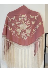 Mantoncillo de flamenca SANTANA maquillaje y blanco roto