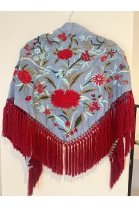 Mantoncillo de flamenca CARMESÍ azul ducado y rojo