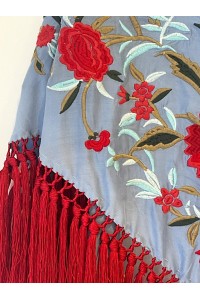 Mantoncillo de flamenca CARMESÍ azul ducado y rojo