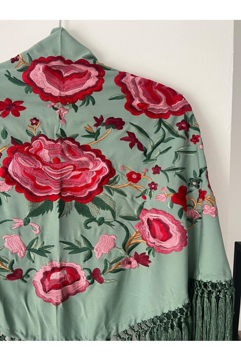 Mantoncillo de flamenca JARAL verde jabonoso