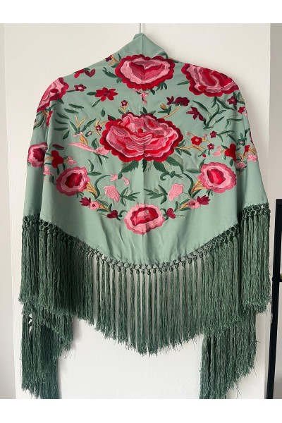 Mantoncillo de flamenca JARAL verde jabonoso