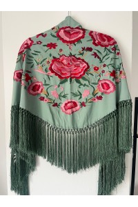 Mantoncillo de flamenca JARAL verde jabonoso
