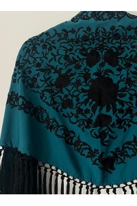 Mantoncillo de flamenca ANDALUCÍA bicolor azul petróleo/negro