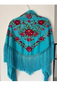 Mantoncillo de flamenca PEONITA azul turquesa