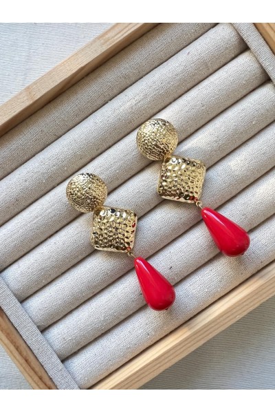 Pendientes CANDELA dorado y rojo