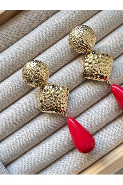 Pendientes CANDELA dorado y rojo