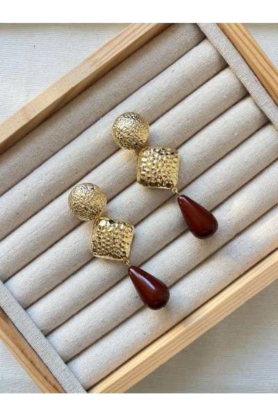 Pendientes CANDELA dorado y marrón chocolate