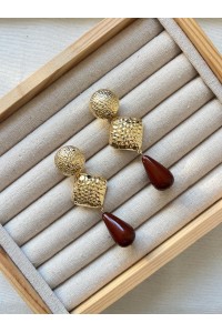 Pendientes CANDELA dorado y marrón chocolate